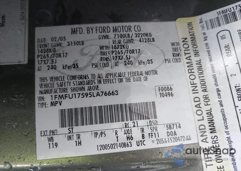 2005 Ford Expedition Eddie Bauer/King Ranch from USA, damaged, VIN 1FMFU17595LA76663